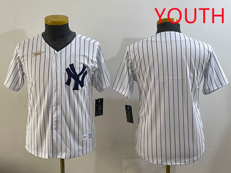 Youth 2025 New York Yankees Blank White Stripe Throwback Nike MLB Jersey style 38